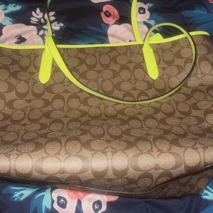 Tan & Lime Green Tote